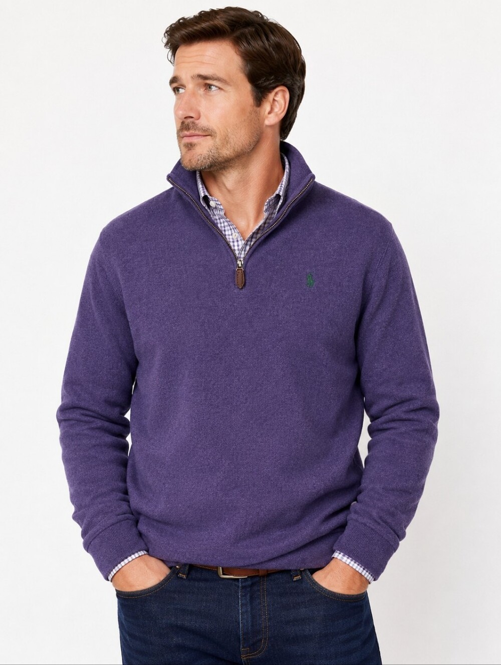 Polo Ralph Lauren Purple Quarter-Zip Sweater | Men’s Medium